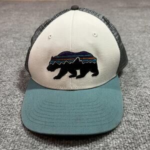 Patagonia Hat Cap Snap Back One Size Gray Embroidered Bear Trucker Mesh Mens